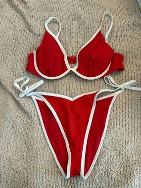 Hollister Red Bikini with White Trim